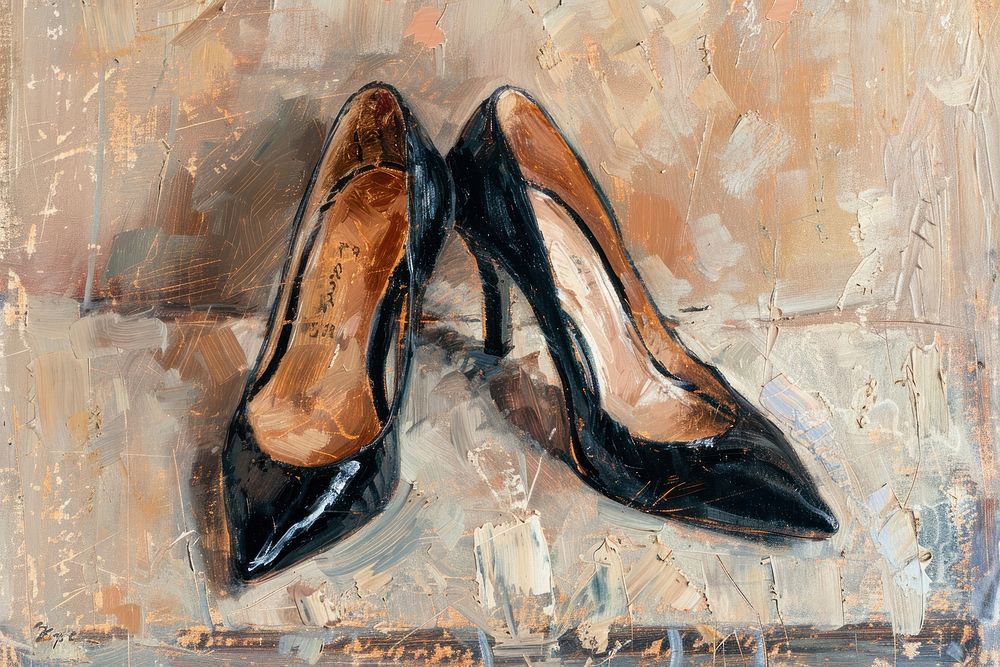 Black highheels painting footwear shoe.