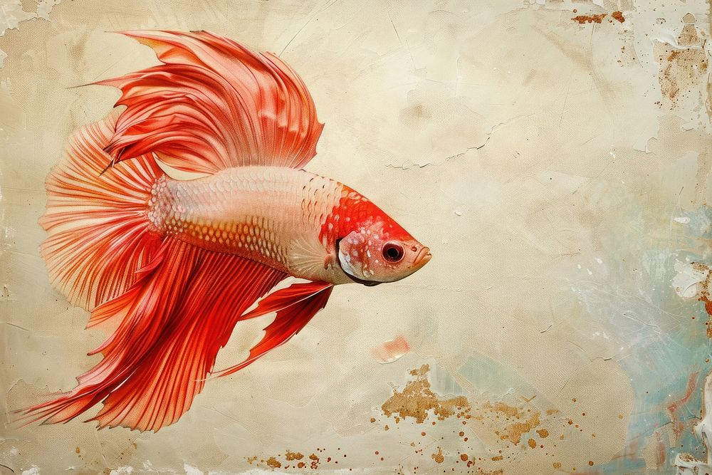 Betta fish goldfish painting animal.