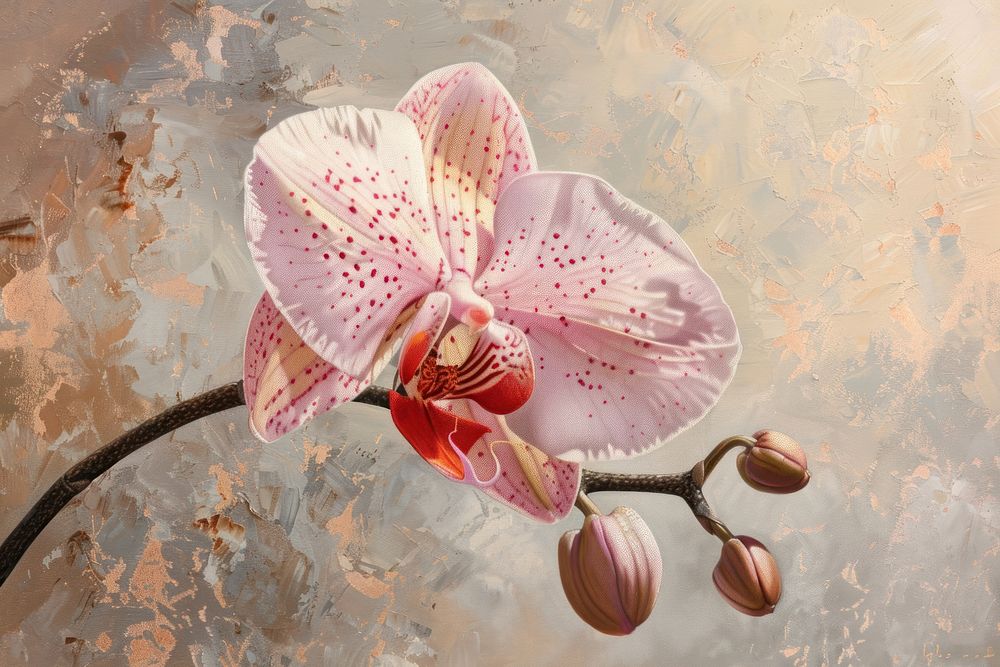 Pink orchid flower painting blossom petal.