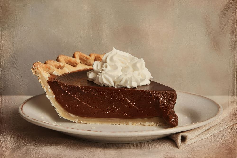 Chocolate pie dessert cream plate.