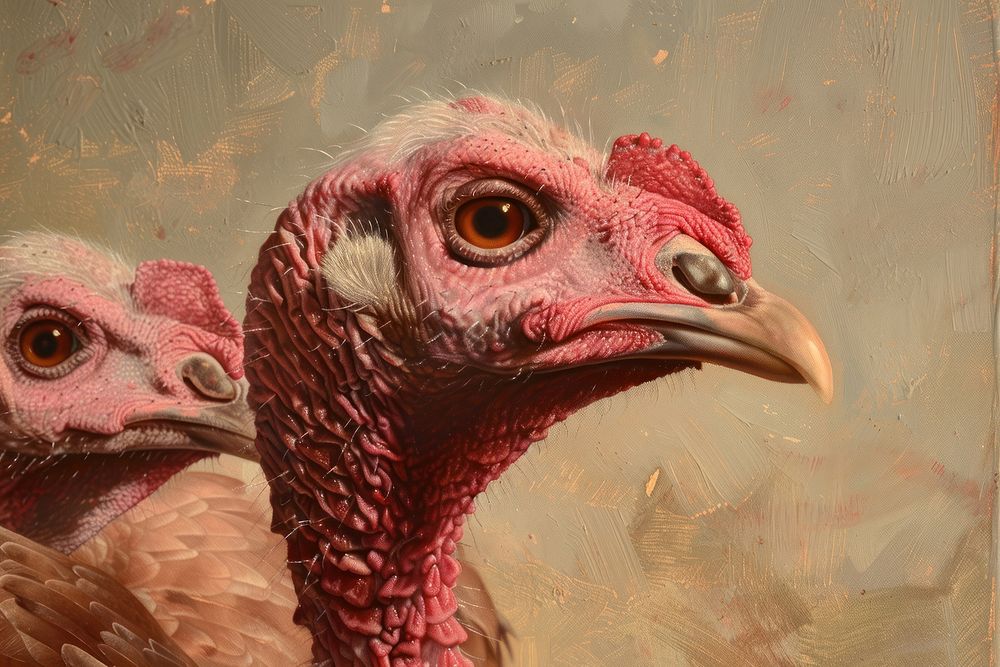 Turkeys painting animal bird.