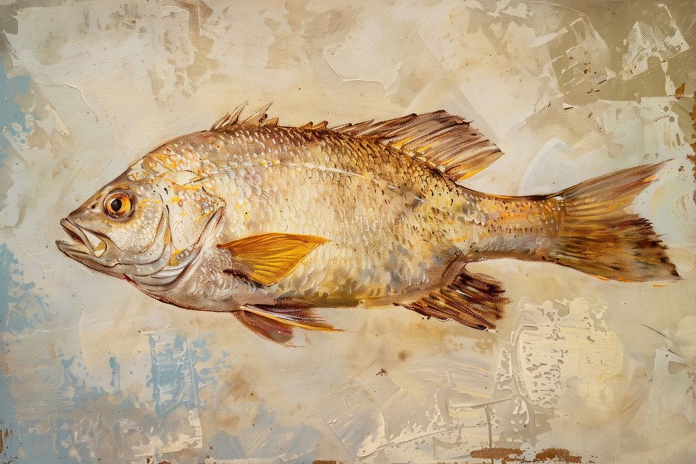 Golden fish painting animal wildlife.