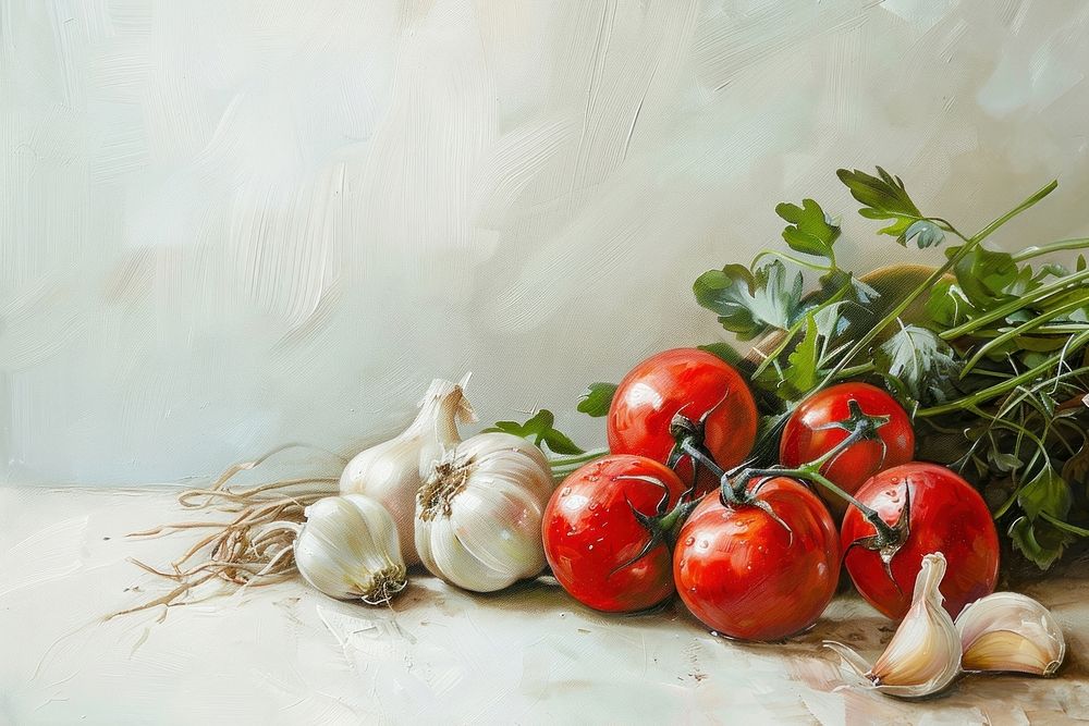 Close up on pale healthy food vegetable painting garlic.