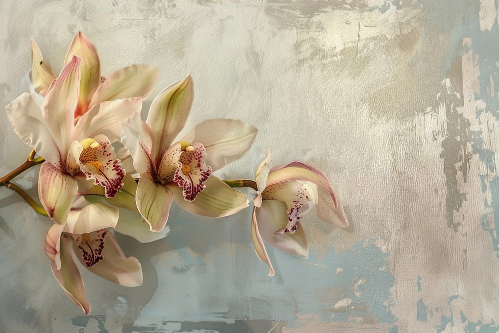 Close up on pale orchid flower painting petal plant.