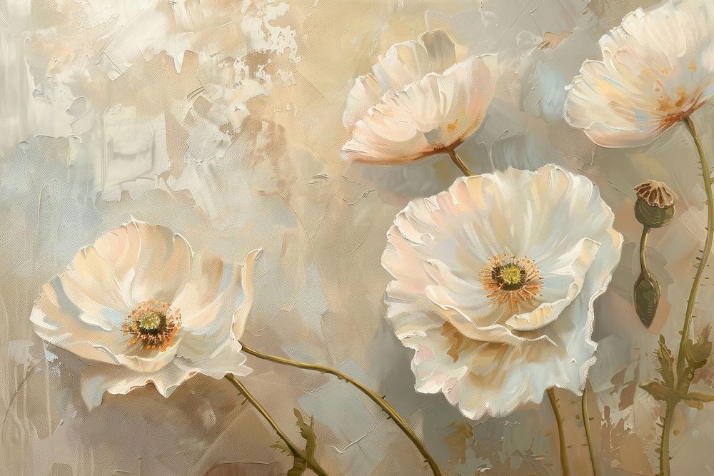 White poppy flowers painting backgrounds petal.