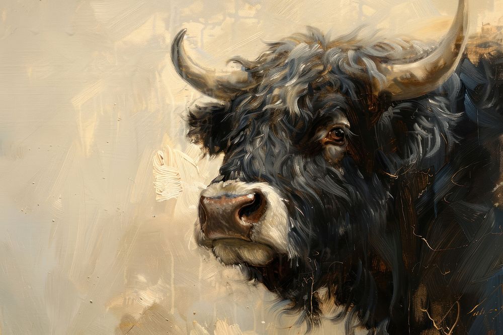 Livestock painting buffalo mammal.