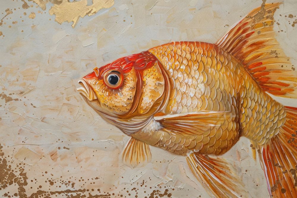 Golden fish goldfish painting animal.