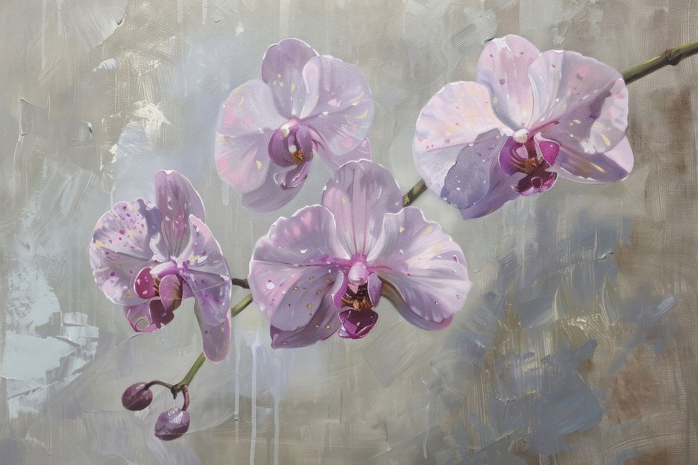 Purple orchid flowers painting blossom petal.