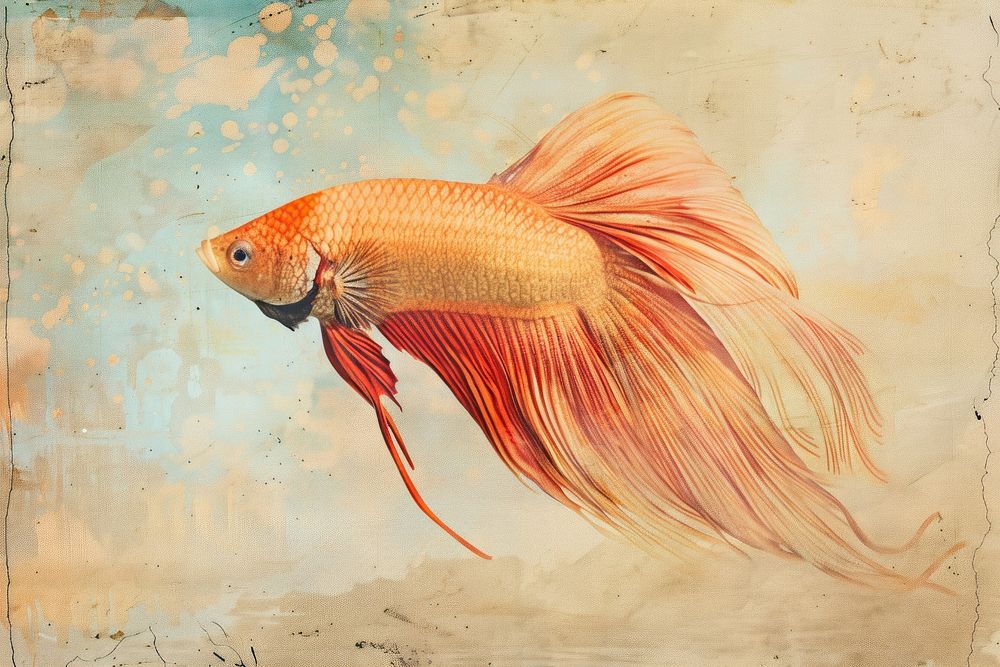 Betta fish goldfish painting animal.