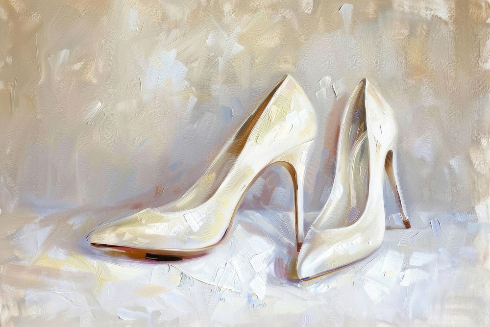Close up on pale High heels footwear painting shoe.
