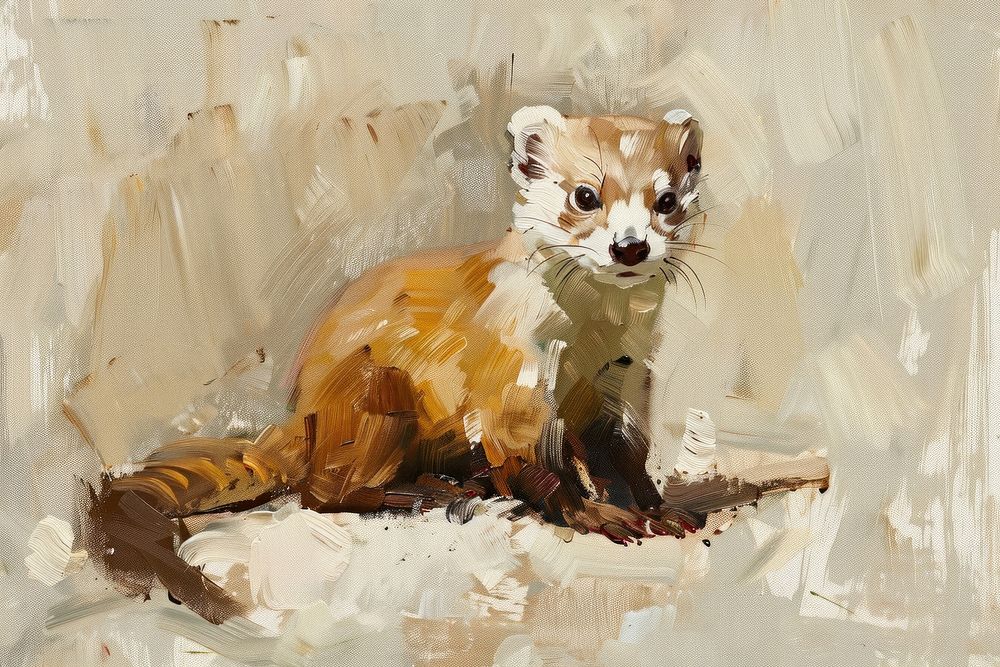 Ferret wildlife painting animal.
