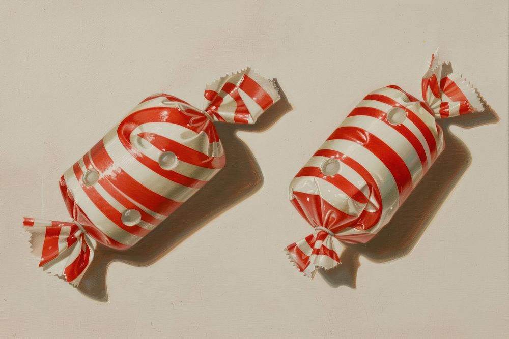 Close up on pale caramal candy lollipop tin confectionery.