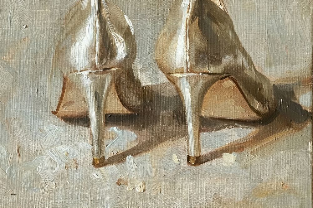 Sliver highheels backgrounds footwear painting.