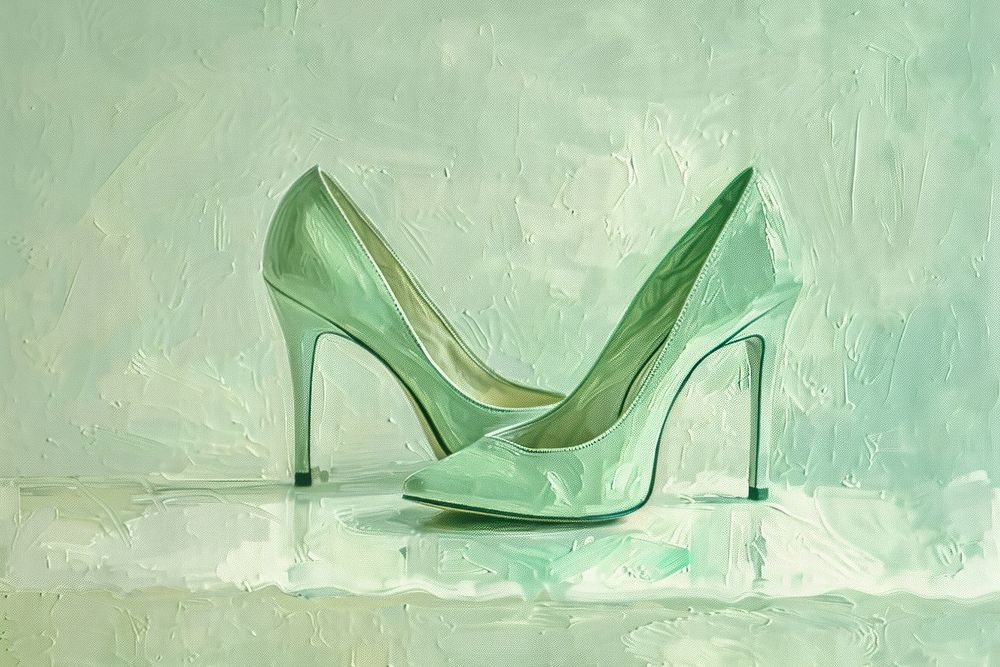 Green highheels footwear shoe elegance.