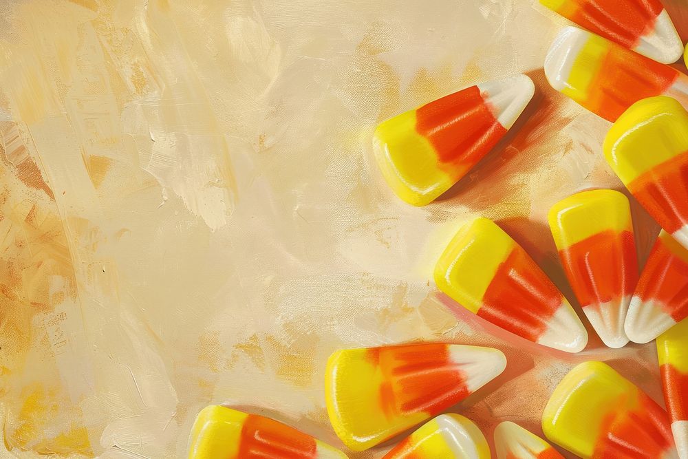 Close up on pale candy corn confectionery backgrounds pill.