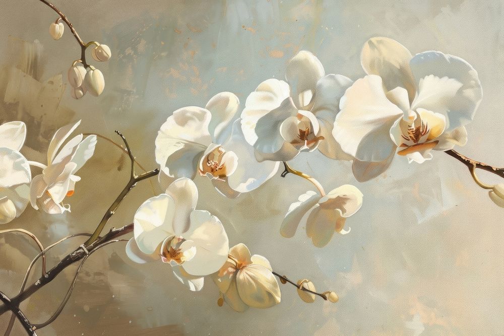 White orchid flowers painting backgrounds blossom.