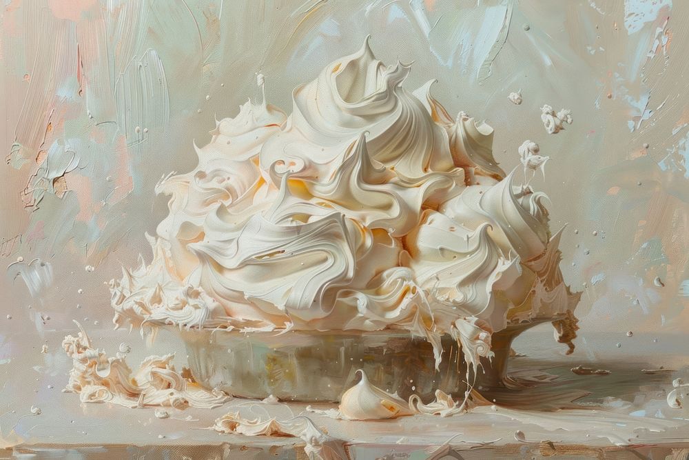 Close up on pale dessert painting cream food.