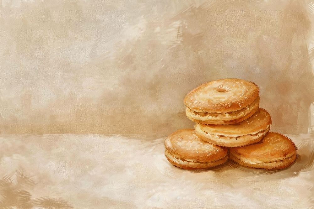 Close up on pale cookies painting bread food.