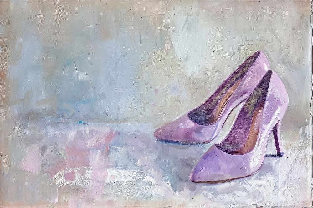 Purple highheels footwear painting shoe.