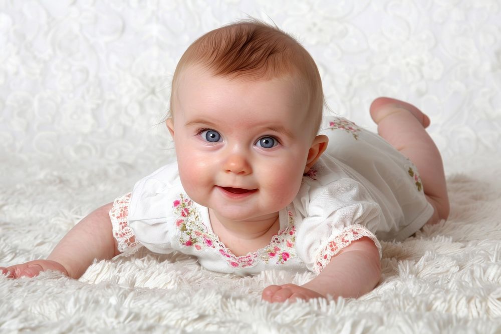 Baby crawling portrait photography.