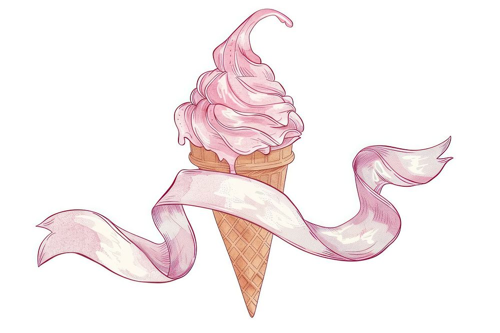 Ribbon with ice cream cone dessert food creativity.