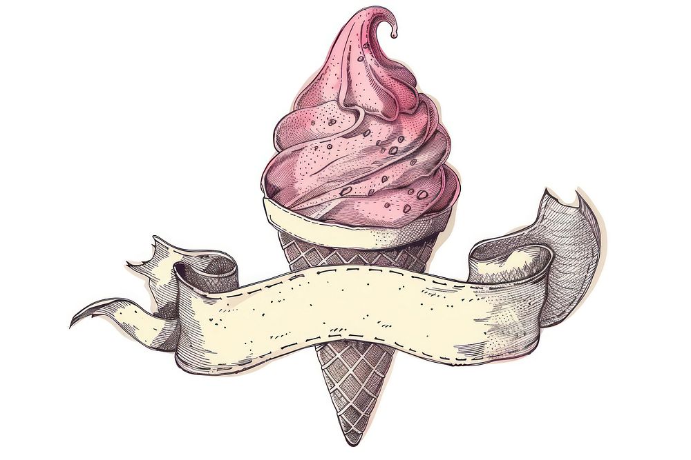 Ribbon with ice cream cone dessert food creativity.