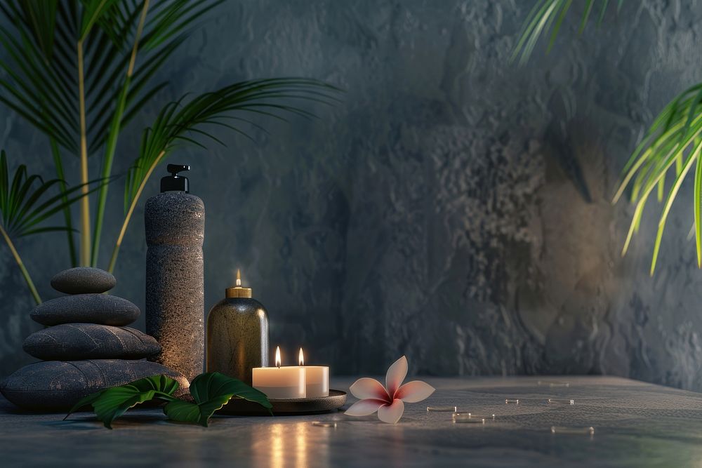 Beautiful spa composition candle spirituality architecture.