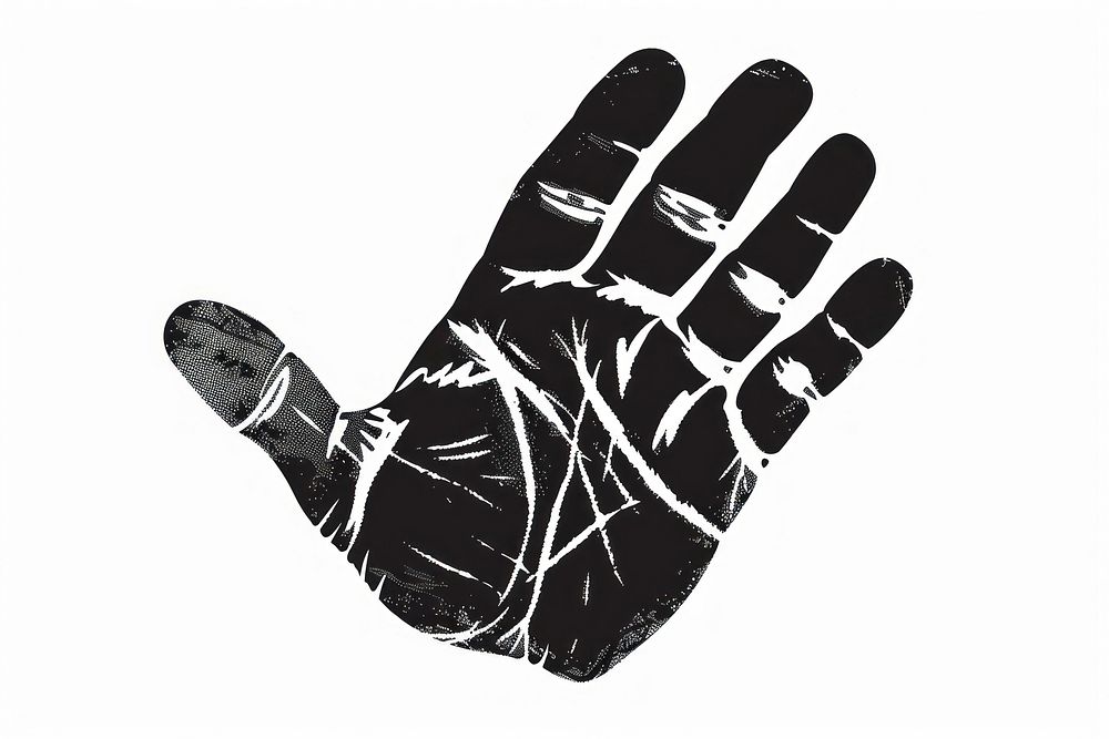 Hand Print hand black white background.
