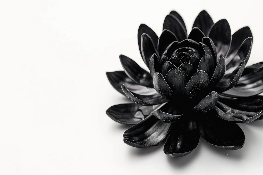 Black lotus flower petal white background.
