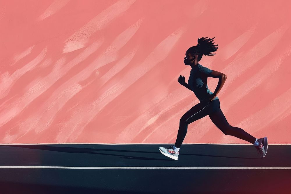 Black woman exercise run running jogging adult.