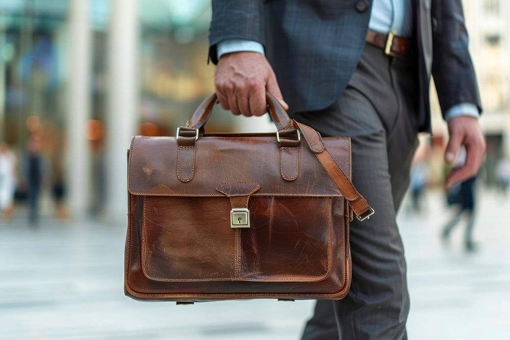 Businessman holding briefcase handbag accessories accessory.