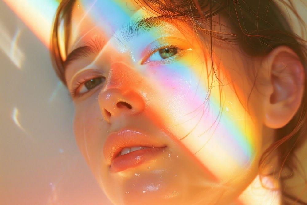 Light Anxiety face rainbow photography portrait.