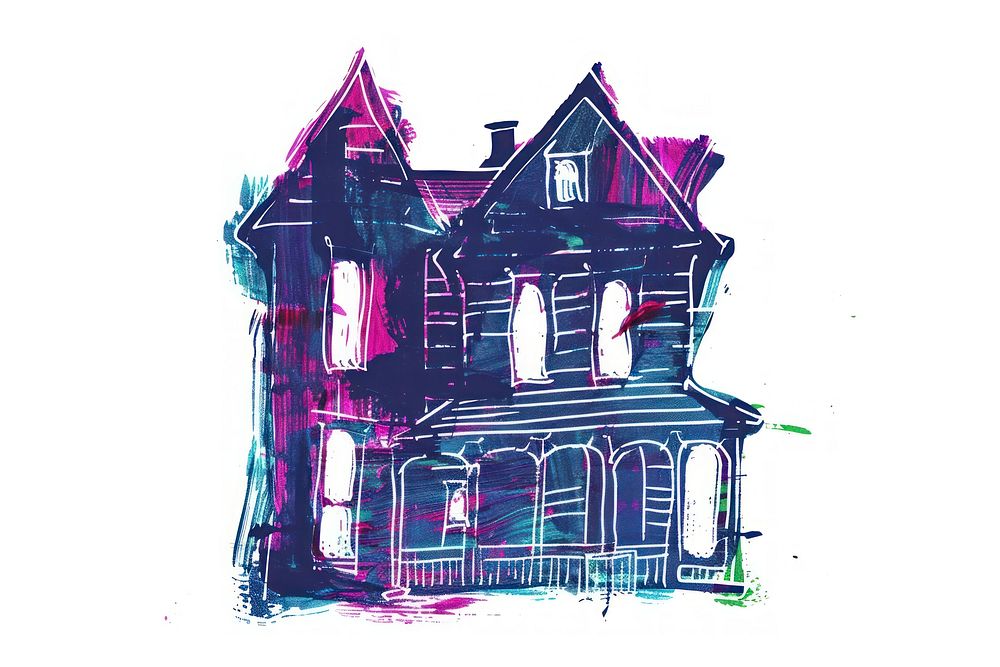 Haunted house drawing sketch white background.