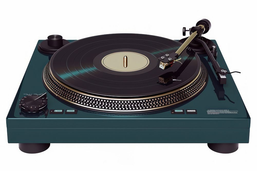 Record player electronics white background gramophone.
