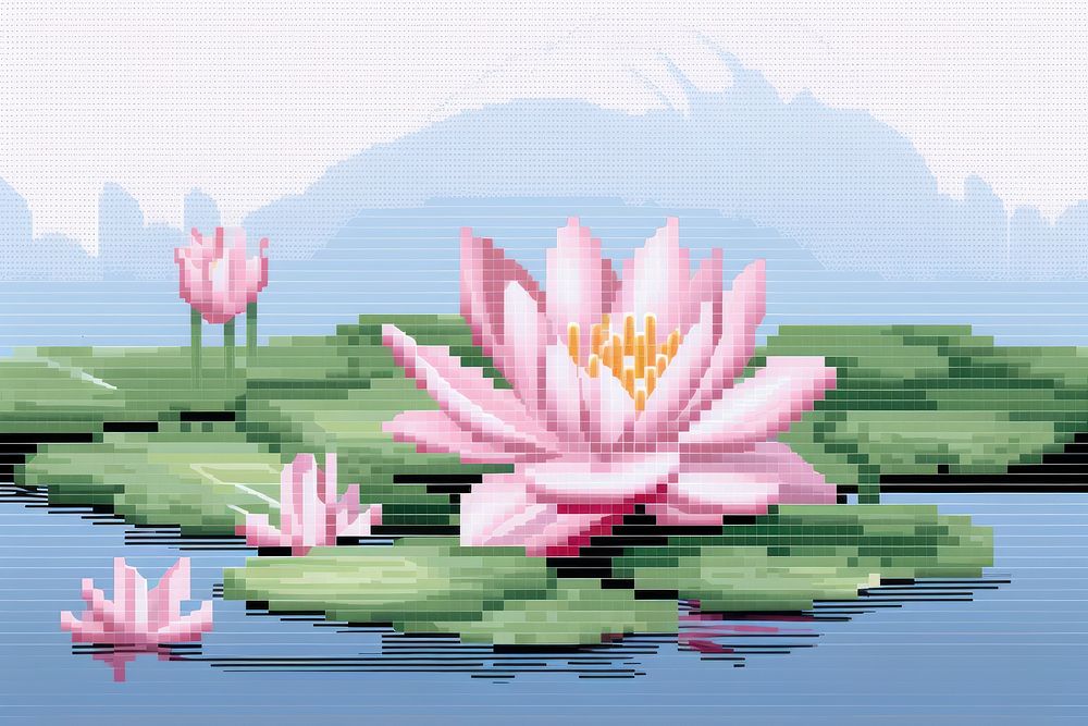 Cross stitch water lily outdoors nature flower.