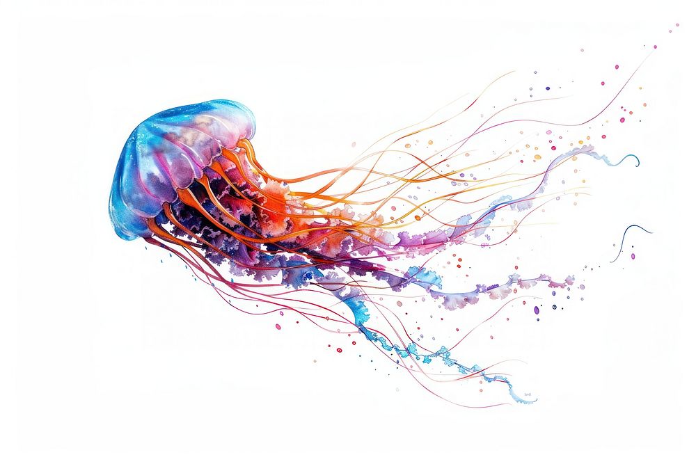 Drawing jellyfish animal white background invertebrate.