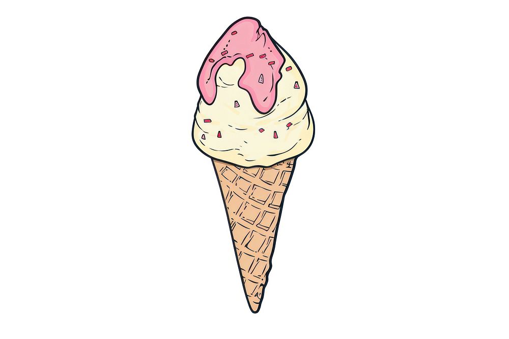Drawing ice cream dessert food white background.