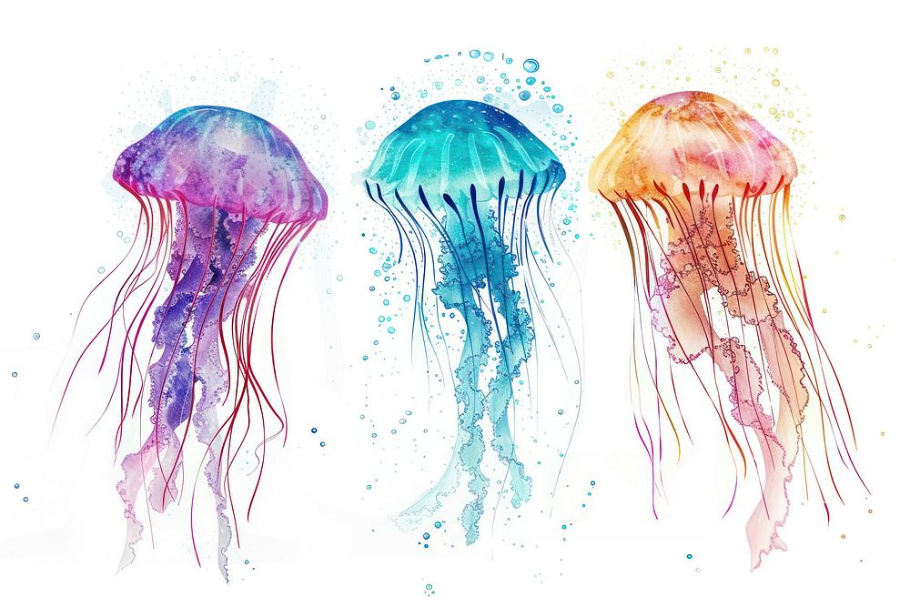 Drawing jellyfish animal invertebrate transparent.