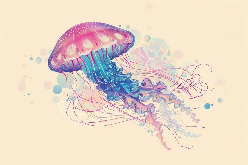Drawing jellyfish invertebrate underwater creativity.