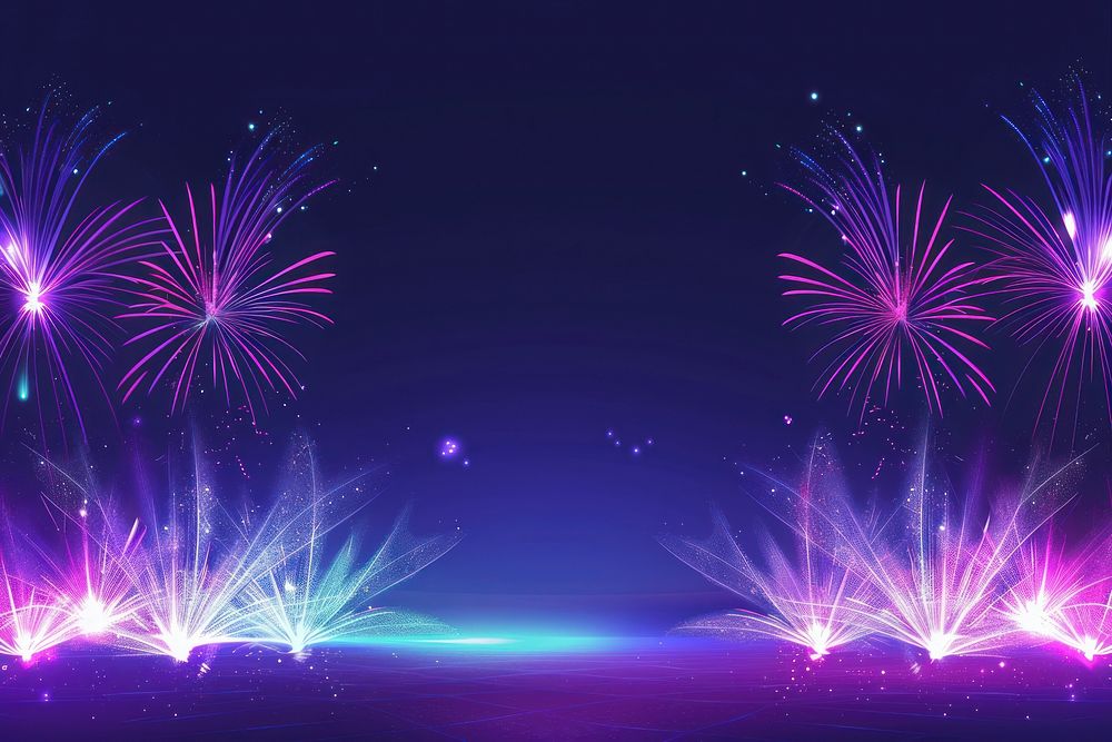 Fireworks border on top of solid background light backgrounds outdoors.