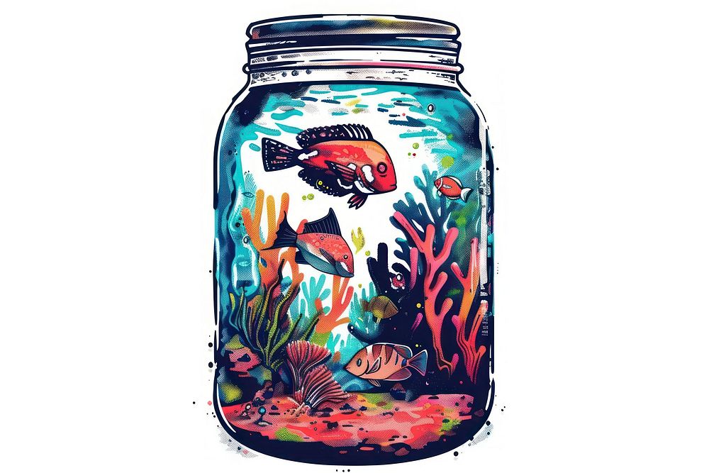 Graffiti aquarium bottle jar art.