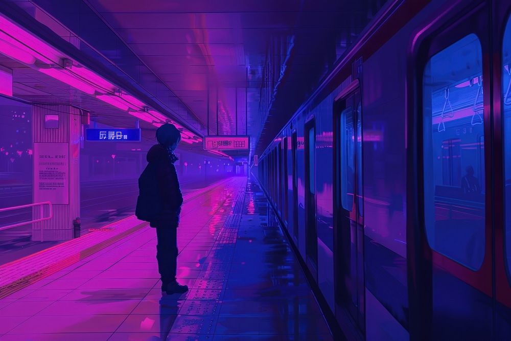 Loneliness purple train transportation.