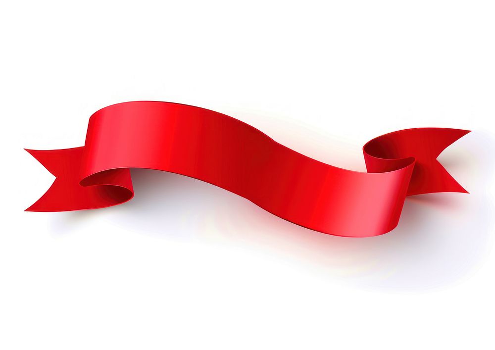 Red gradient Ribbon banner ribbon symbol white background.