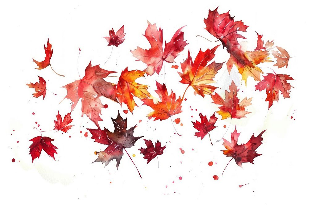 Maple leaves falling watercolor plant paper leaf.