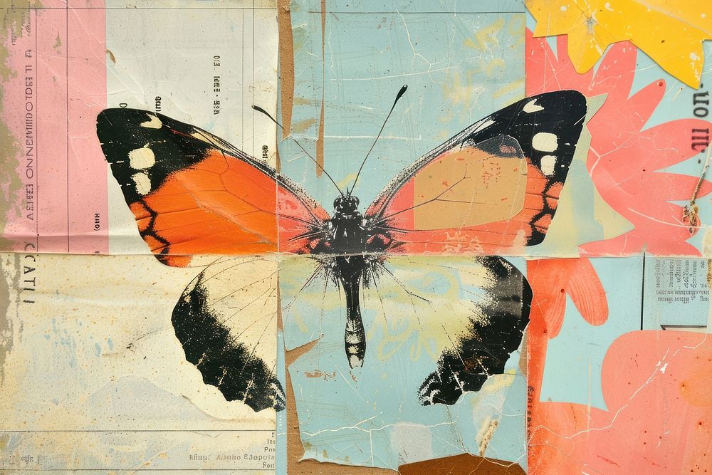 Butterfly collage art painting.