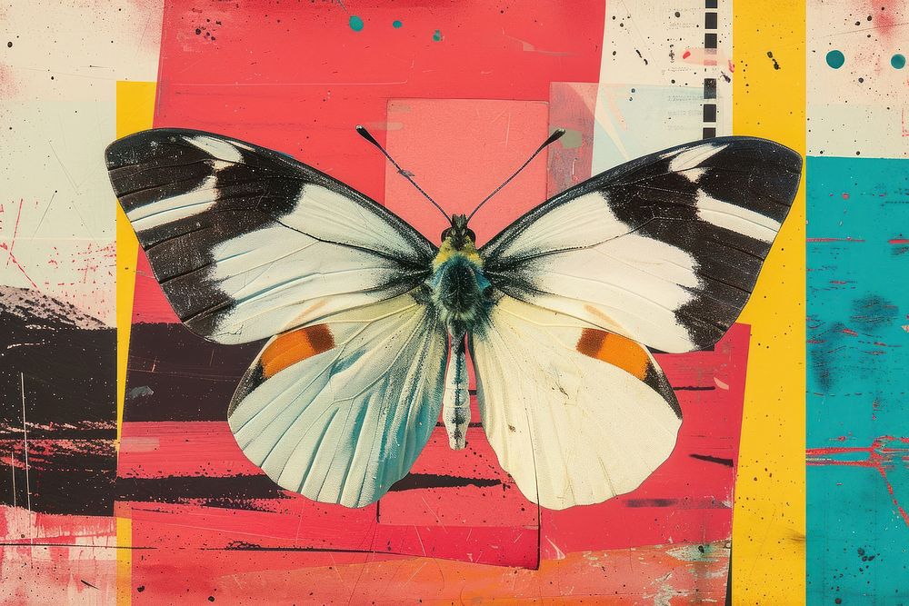 Butterfly art painting collage.