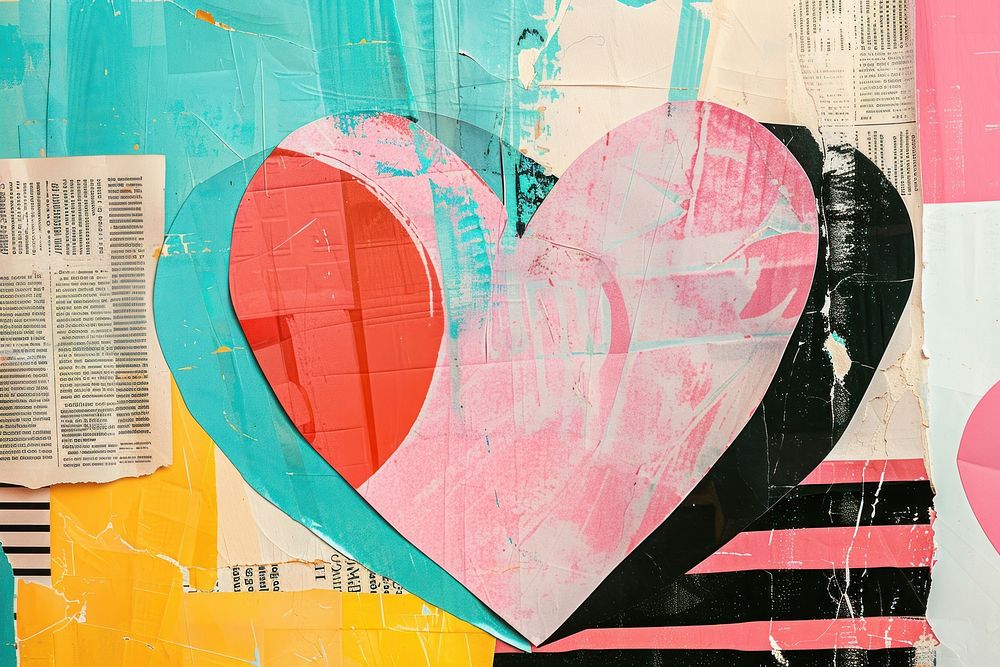Collage heart representation backgrounds.