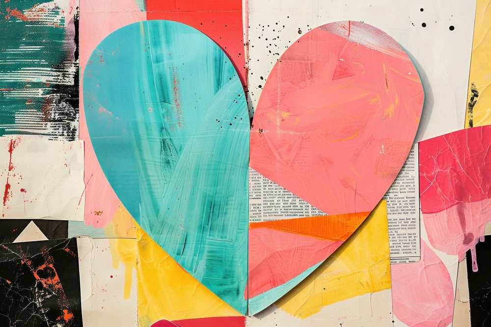 Collage heart backgrounds creativity. | Premium Photo Illustration ...