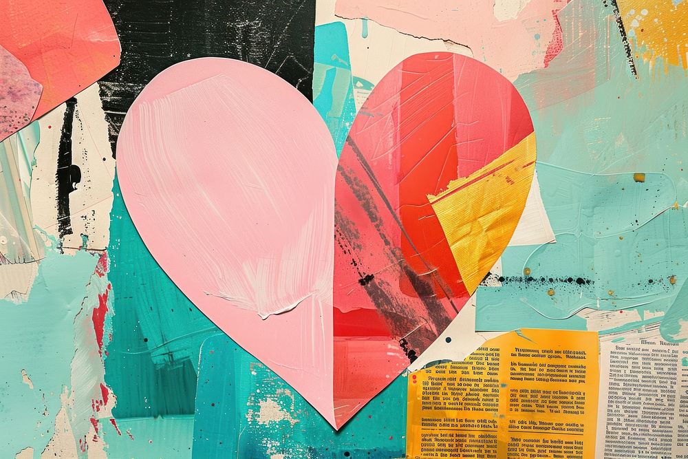 Collage heart paper backgrounds.