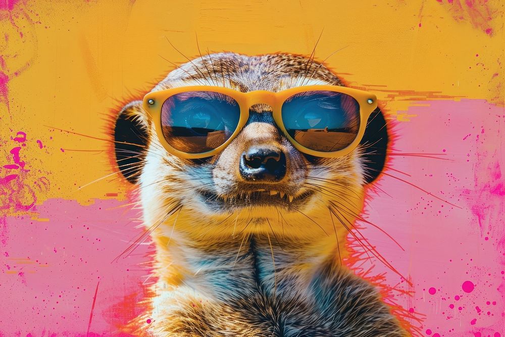 Meerkat sunglasses mammal animal.